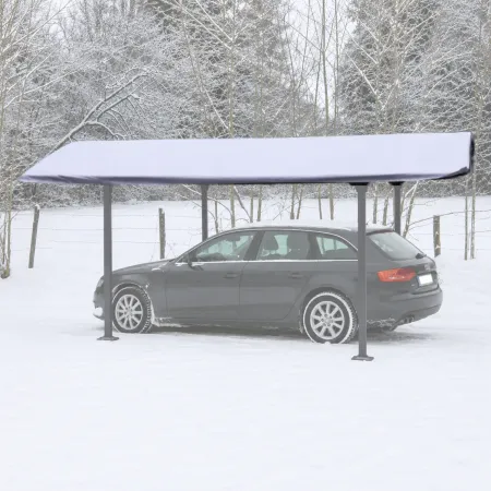 Telo per Tettoia Carport 485x300 cm Grigio Antracite PVC 280 g/m2
