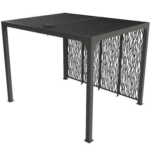Pergola Bioclimatica 240x300 cm Alluminio Grigio con Pannelli Privacy