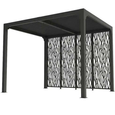 Pergola Bioclimatica 240x300 cm Alluminio Grigio con Pannelli Privacy