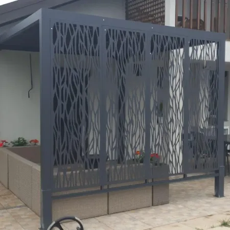 Pergola Bioclimatica 240x300 cm Alluminio Grigio con Pannelli Privacy