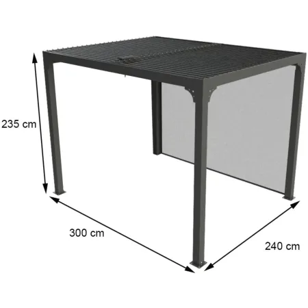 Pergola Bioclimatica in Alluminio 240x300 cm con Telo Laterale Manuale