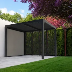 Pergola Bioclimatica in Alluminio 240x300 cm con Telo Laterale Manuale 2