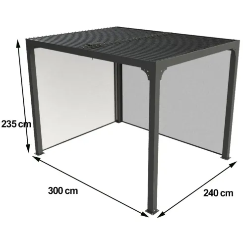 Pergola Bioclimatica da Esterno 240x300 cm 2 Teli Laterali Manuali