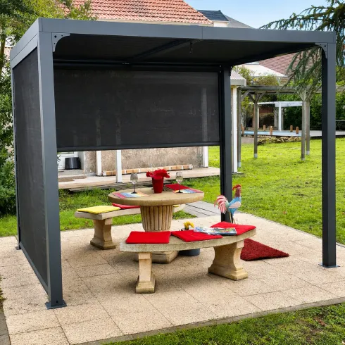 Pergola Bioclimatica da Esterno 240x300 cm 2 Teli Laterali Manuali