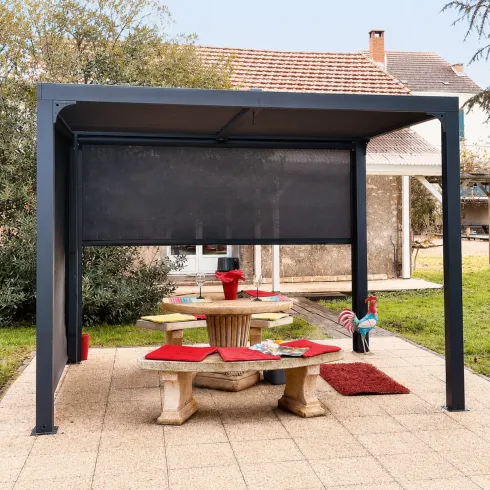 Pergola Bioclimatica da Esterno 240x300 cm 2 Teli Laterali Manuali