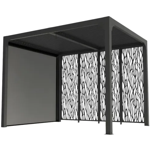 Pergola Bioclimatica Alluminio con Tenda Pannelli Privacy 240x300 cm