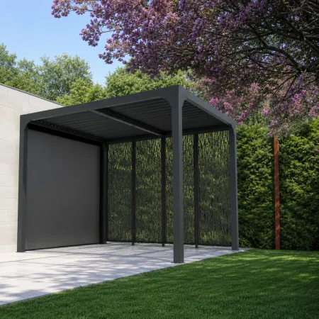Pergola Bioclimatica Alluminio con Tenda Pannelli Privacy 240x300 cm