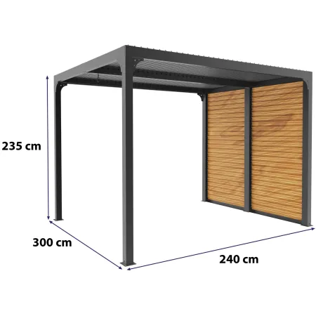 Pergola Bioclimatica in Alluminio 240x300 con Frangisole Simil Legno