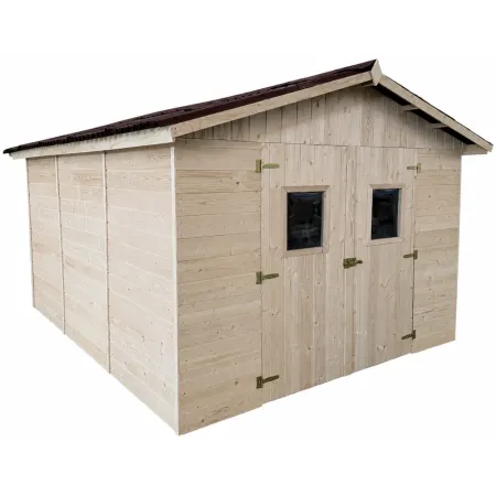 Casetta da Giardino in Legno Grezzo 3x4 m Pannelli 16 mm Porta Doppia