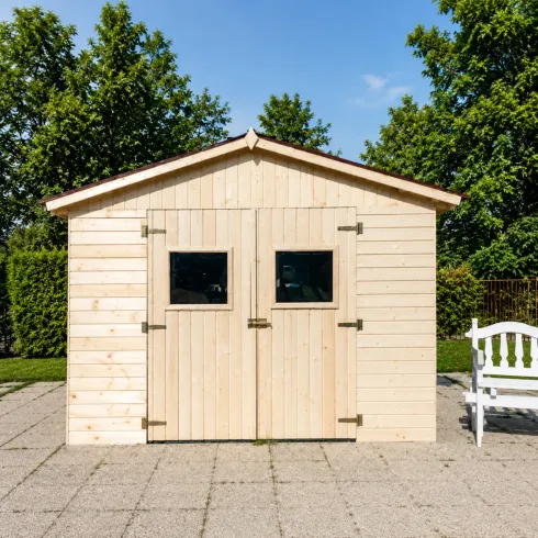 Casetta da Giardino in Legno Grezzo 3x4 m Pannelli 16 mm Porta Doppia