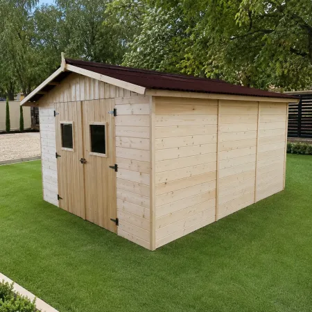Casetta da Giardino in Legno Grezzo 3x4 m Pannelli 16 mm Porta Doppia