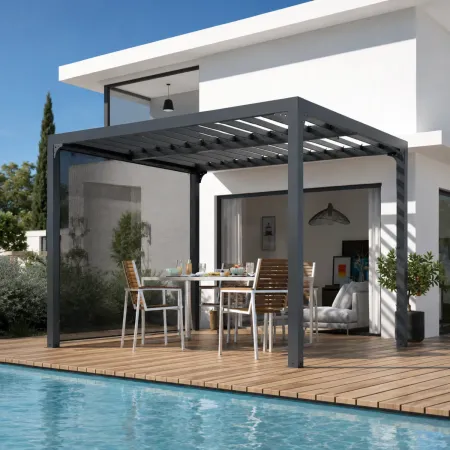 Pergola Bioclimatica Telo Laterale Lame Orientabili 360x300 cm Alluminio