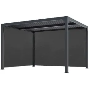 Pergola Bioclimatica in Alluminio 360x300 cm con 2 Teli Laterali Grigi
