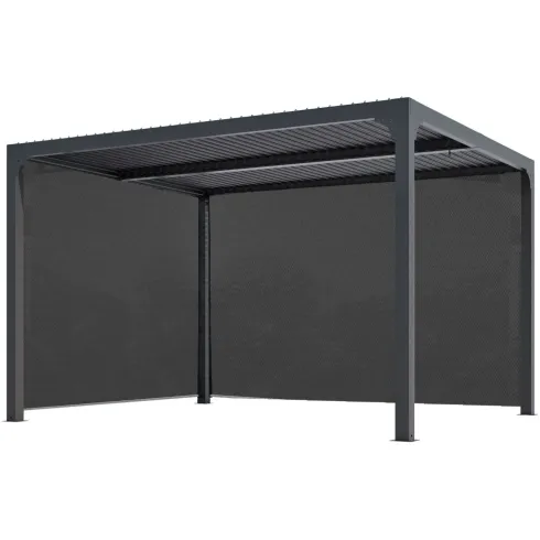 Pergola Bioclimatica in Alluminio 360x300 cm con 2 Teli Laterali Grigi