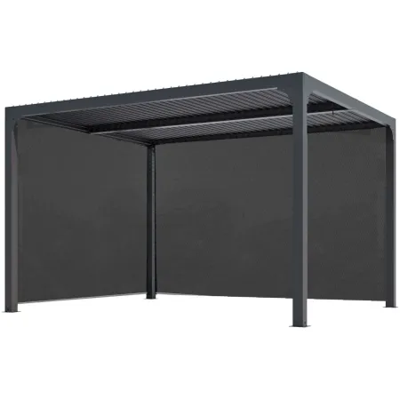 Pergola Bioclimatica in Alluminio 360x300 cm con 2 Teli Laterali Grigi