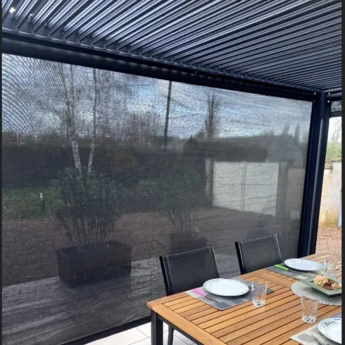 Pergola Bioclimatica in Alluminio 360x300 cm con 2 Teli Laterali Grigi