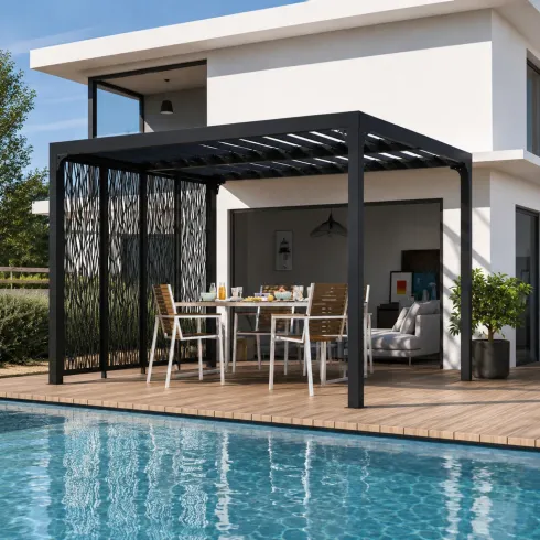 Pergola Bioclimatica con 4 Pannelli Frangivista 360x300 cm Alluminio