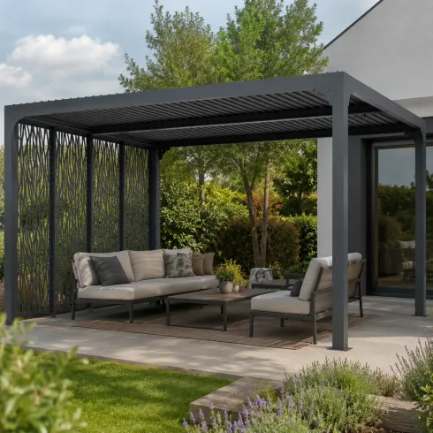 Pergola Bioclimatica con 4 Pannelli Frangivista 360x300 cm Alluminio