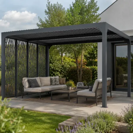 Pergola Bioclimatica con 4 Pannelli Frangivista 360x300 cm Alluminio
