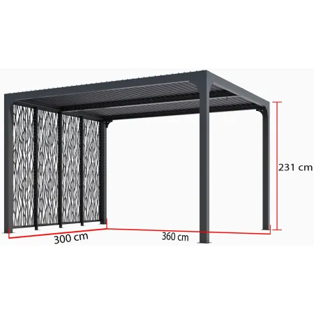 Pergola Bioclimatica con 4 Pannelli Frangivista 360x300 cm Alluminio