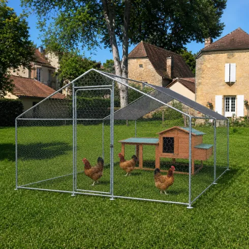 Recinto per Animali in Acciaio Zincato 2x3 m Pollaio con Telo 6 m2