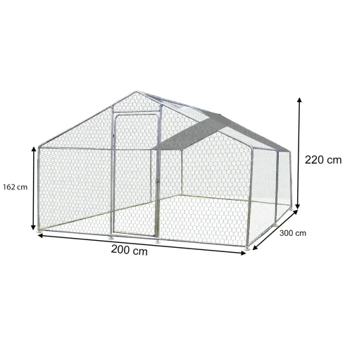 Recinto per Animali in Acciaio Zincato 2x3 m Pollaio con Telo 6 m2