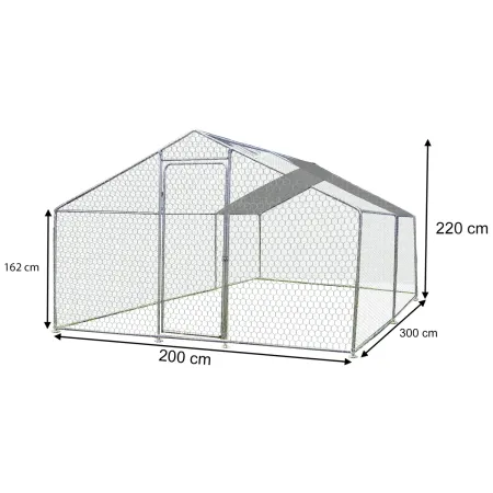 Recinto per Animali in Acciaio Zincato 2x3 m Pollaio con Telo 6 m2
