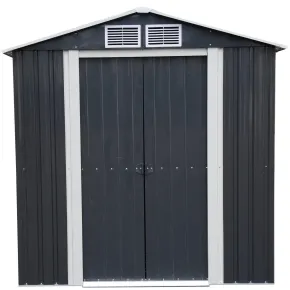 Casetta da Giardino in Acciaio Zincato 195x131 cm Doppia Porta Box