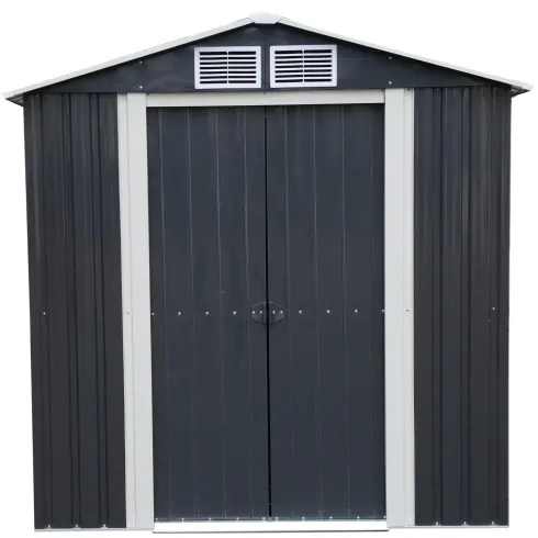 Casetta da Giardino in Acciaio Zincato 195x131 cm Doppia Porta Box