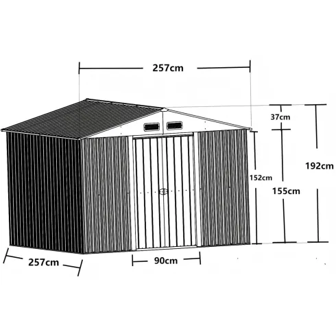 Casetta in Metallo 257x257 cm Deposito da Giardino Box Doppia Porta