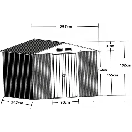 Casetta in Metallo 257x257 cm Deposito da Giardino Box Doppia Porta