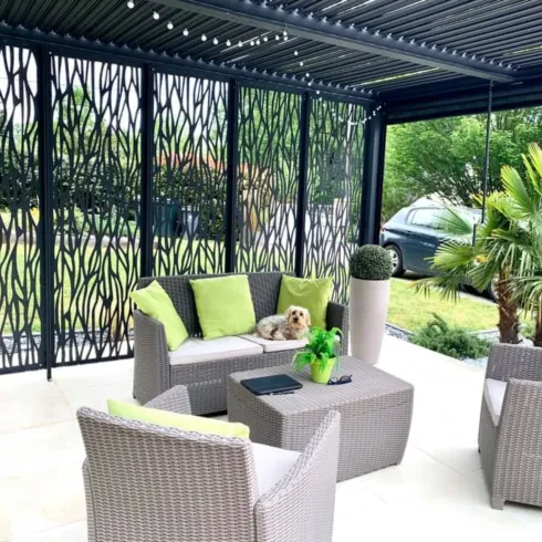 Pergola Bioclimatica da Giardino 360x300 cm con 5 Pannelli Frangivista