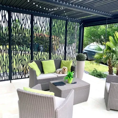 Pergola Bioclimatica da Giardino 360x300 cm con 5 Pannelli Frangivista