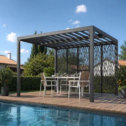 Pergola Bioclimatica da Giardino 360x300 cm con 5 Pannelli Frangivista
