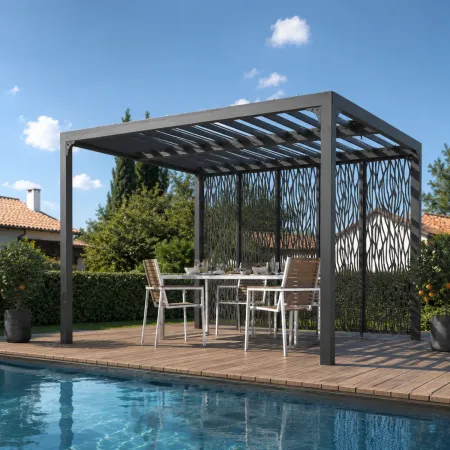 Pergola Bioclimatica da Giardino 360x300 cm con 5 Pannelli Frangivista