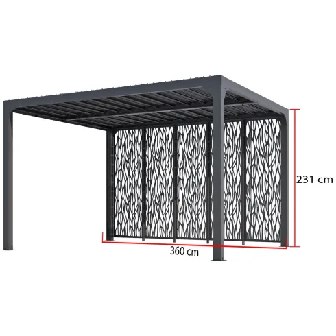 Pergola Bioclimatica da Giardino 360x300 cm con 5 Pannelli Frangivista