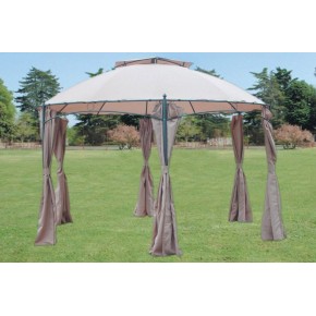 Gazebo Esagonale 3.5 in Acciaio da Esterno Giardino con Teli Pareti Laterali 2