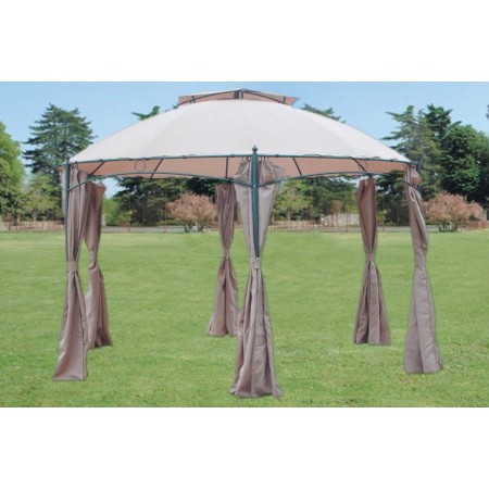 Gazebo Esagonale 3.5 in Acciaio da Esterno Giardino con Teli Pareti Laterali