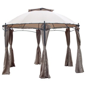 Gazebo Esagonale 3.5 in Acciaio da Esterno Giardino con Teli Pareti Laterali