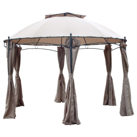 Gazebo Esagonale 3.5 in Acciaio da Esterno Giardino con Teli Pareti Laterali