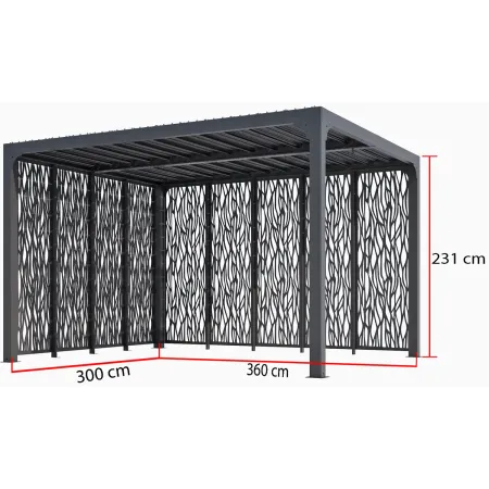Pergola Bioclimatica 360x300 cm Copertura con Lame Orientabili Manuale