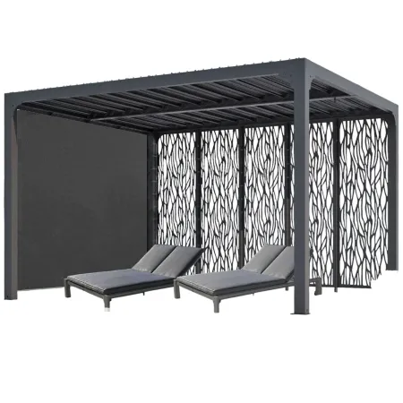 Pergola Bioclimatica in Alluminio 360x300 cm con Tenda e 5 Pannelli