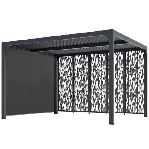 Pergola Bioclimatica in Alluminio 360x300 cm con Tenda e 5 Pannelli