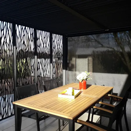 Pergola Bioclimatica in Alluminio 360x300 cm con Tenda e 5 Pannelli