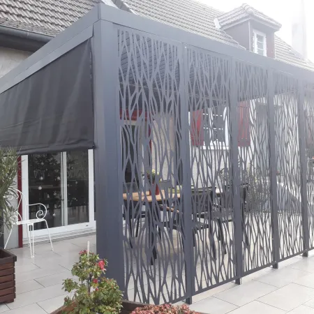 Pergola Bioclimatica in Alluminio 360x300 cm con Tenda e 5 Pannelli