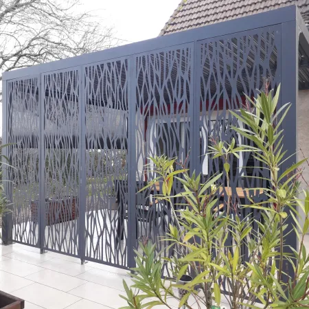 Pergola Bioclimatica in Alluminio 360x300 cm con Tenda e 5 Pannelli