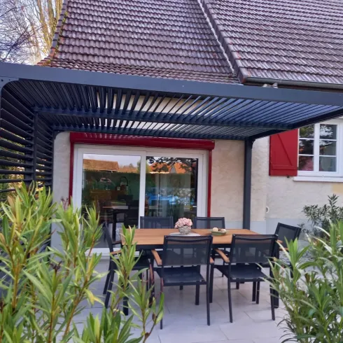 Pergola Bioclimatica Autoportante Alluminio 360x300 cm Lamelle Laterali