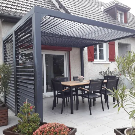 Pergola Bioclimatica Autoportante Alluminio 360x300 cm Lamelle Laterali