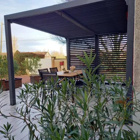 Pergola Bioclimatica Autoportante Alluminio 360x300 cm Lamelle Laterali