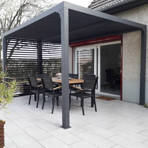 Pergola Bioclimatica Autoportante Alluminio 360x300 cm Lamelle Laterali